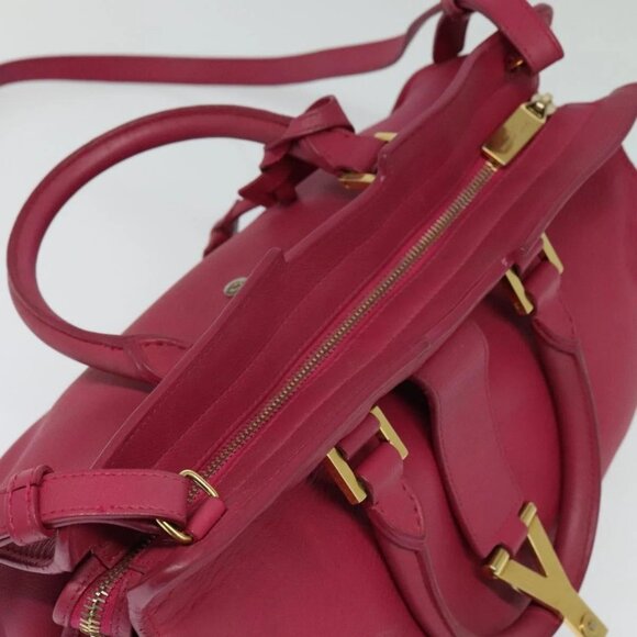 SAINT LAURENT Petit Cabas Hand Bag Leather 2way Pink Gold 311210 Auth 122446 - Picture 7 of 16